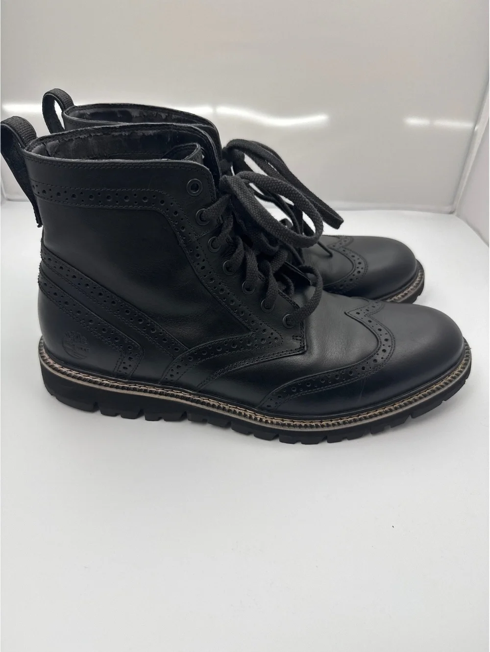 Timberland A1MHE Britton Hill Wingtip Brogue Boots Black Full Grain Leather 11.5